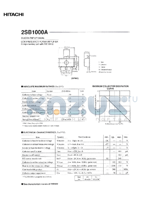 2SB1000A datasheet - LOW FREQUENCY POWER AMPLIFIER Complementary pair 2SD 1366A