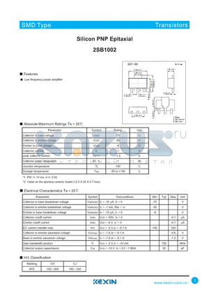 2SB1002 datasheet - Silicon PNP Epitaxial