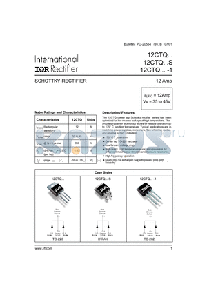 12CTQ035S datasheet - SCHOTTKY RECTIFIER