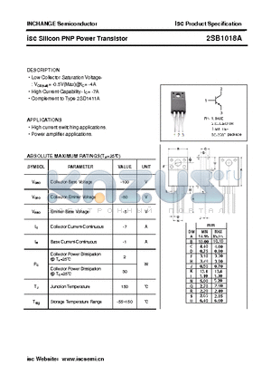 2SB1018A datasheet - isc Silicon PNP Power Transistor