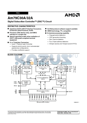 AM79C30AVC datasheet - Digital Subscriber Controller (DSC) Circuit