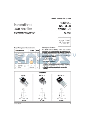 12CTQ045 datasheet - SCHOTTKY RECTIFIER