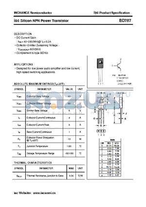BD787 datasheet - isc Silicon NPN Power Transistor