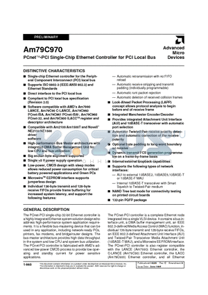 AM79C970 datasheet - PCnetTM-PCI Single-Chip Ethernet Controller for PCI Local Bus