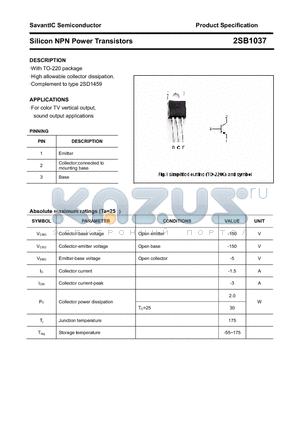 2SB1037 datasheet - Silicon NPN Power Transistors