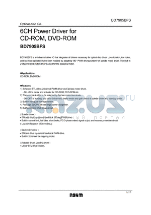 BD7905BFS datasheet - 6CH Power Driver for CD-ROM, DVD-ROM