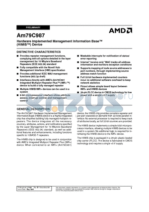 AM79C987 datasheet - Hardware Implemented Management Information Base (HIMIB) Device