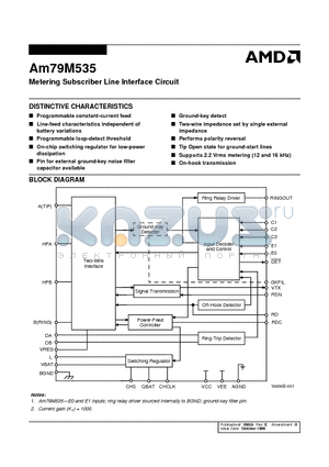 AM79M535 datasheet - Metering Subscriber Line Interface Circuit