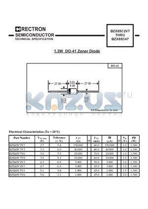 BZX85C5V1 datasheet - 1.3W DO-41 Zener Diode