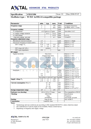 AXLE184 datasheet - TCXO