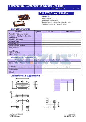 AXLE7050V datasheet - Temperature Compensated Crystal Oscillator