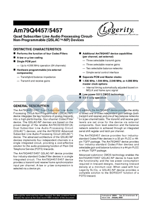 AM79Q5457V datasheet - Quad Subscriber Line Audio Processing Circuit-Non-Programmable (QSLAC-NP) Devices