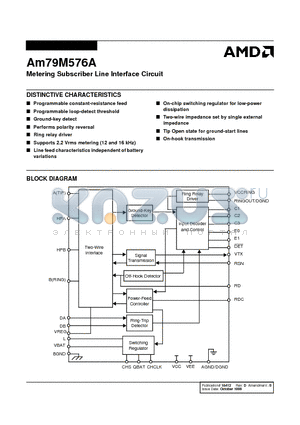 AM79M576A-2 datasheet - Metering Subscriber Line Interface Circuit