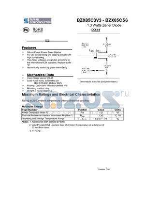 BZX85C6V2 datasheet - 1.3 Watts Zener Diode