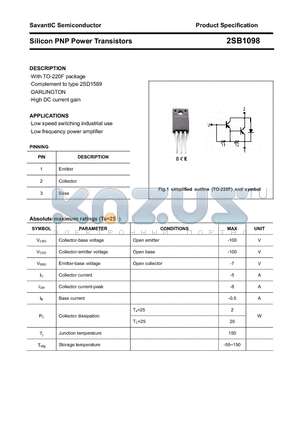 2SB1098 datasheet - Silicon PNP Power Transistors