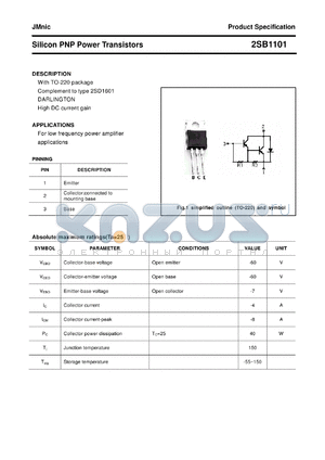 2SB1101 datasheet - Silicon PNP Power Transistors