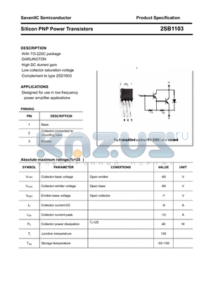 2SB1103 datasheet - Silicon PNP Power Transistors