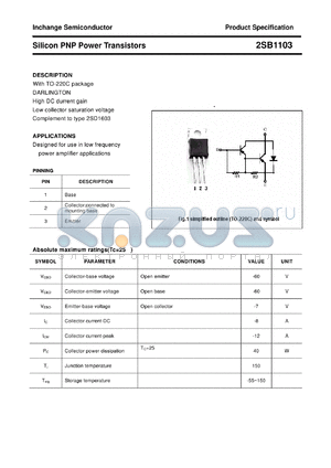 2SB1103 datasheet - Silicon PNP Power Transistors