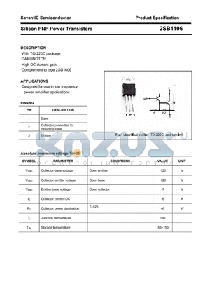2SB1106 datasheet - Silicon PNP Power Transistors