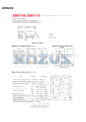 2SB1110 datasheet - SILICON PNP EPITAXIAL (LOW FREQUENCY HIGH VOLTAGE AMPLIFIER)