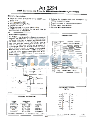 AM8224 datasheet - CLOCK GENERATOR AND DRIVER FOR 8080A COMPATIBLE MICROPROCESSORS