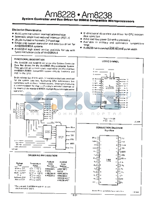 AM8228 datasheet - System Controller and Bus Driver for 8080A Compatible Microprocessors