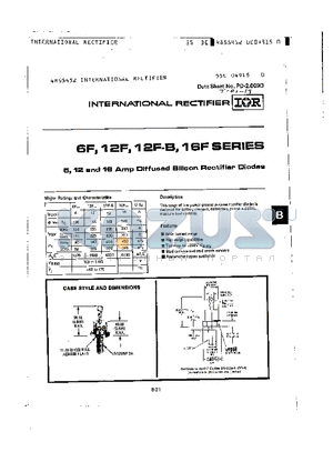 12F100B datasheet - 6,12 and 16 Amp Diffused Silicon Rectifier Diodes