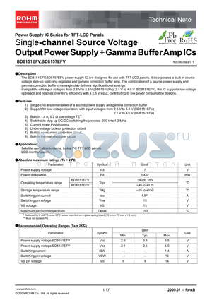 BD8151EFV datasheet - Single-channel Source Voltage Output Power Supply  Gamma Buffer Amp ICs