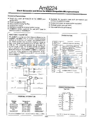 AM8224DM datasheet - CLOCK GENERATOR AND DRIVER FOR 8080A COMPATIBLE MICROPROCESSORS