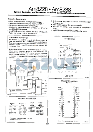 AM8228PC datasheet - System Controller and Bus Driver for 8080A Compatible Microprocessors