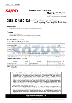 2SB1122 datasheet - PNP Epitaxial Planar Silicon Transistors Low-Frequency Power Amplifier Applications