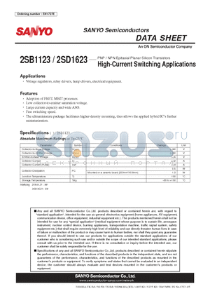 2SB1123 datasheet - High-Current Switching Applications