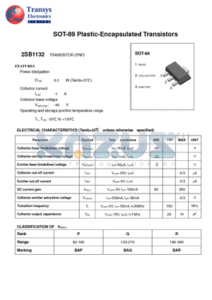 2SB1132 datasheet - Plastic-Encapsulated Transistors