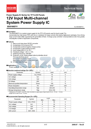 BD8166EFV datasheet - 12V Input Multi-channel System Power Supply IC
