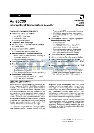 AM85C30 datasheet - Enhanced Serial Communications Controller