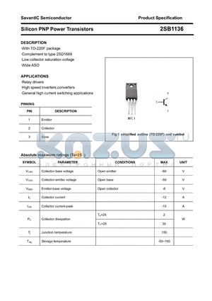 2SB1136 datasheet - Silicon PNP Power Transistors