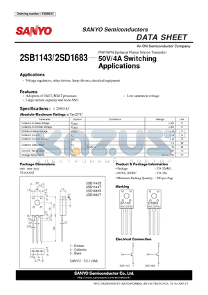2SB1143S datasheet - 50V/4A Switching Applications