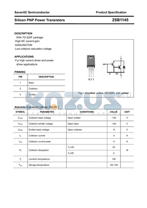 2SB1145 datasheet - Silicon PNP Power Transistors