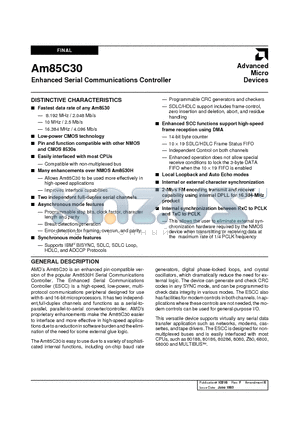 AM85C30-8JC datasheet - Enhanced Serial Communications Controller