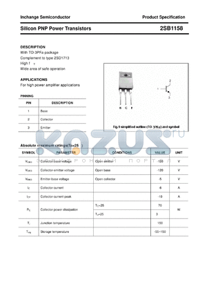 2SB1158 datasheet - Silicon PNP Power Transistors