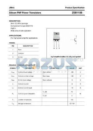 2SB1158 datasheet - Silicon PNP Power Transistors
