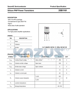 2SB1161 datasheet - Silicon PNP Power Transistors