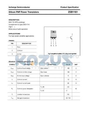 2SB1161 datasheet - Silicon PNP Power Transistors