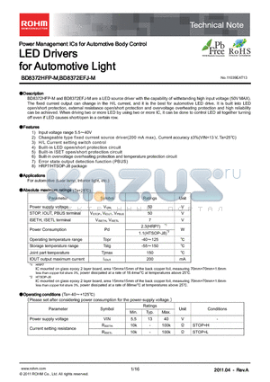 BD8372EFJ-M datasheet - LED Drivers for Automotive Light