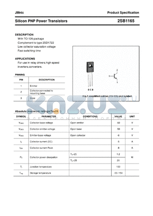 2SB1165 datasheet - Silicon PNP Power Transistors