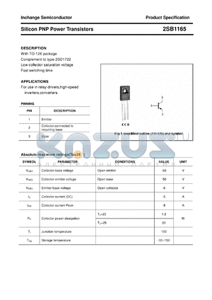 2SB1165 datasheet - Silicon PNP Power Transistors