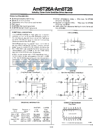 AM8T28 datasheet - Schottky Three-State Quad Bus Driver/Receiver