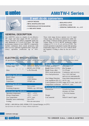 AM8TW-2412SI datasheet - 8 watt dc-dc converters