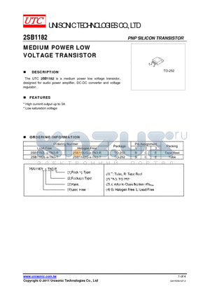 2SB1182 datasheet - MEDIUM POWER LOW VOLTAGE TRANSISTOR