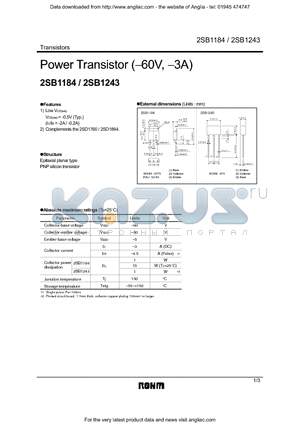 2SB1184 datasheet - Power Transistor (-60V, -3A)
